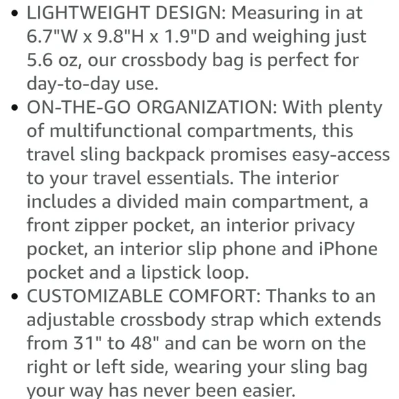 Baggalini Black Sling Backpack Bag Multi Wear RFID Card Slots Adjustable NEW - Picture 8 of 16